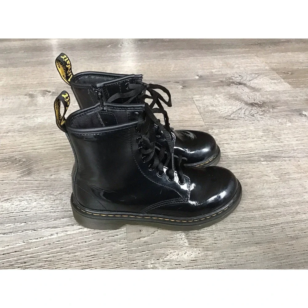 Dr. Martens Youth Size 1 15382 Black Zip Lace Up Combat Boots Kids Grunge Punk